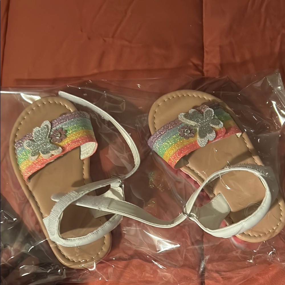 Sparkly Rainbow Butterfly Kids Sandals
